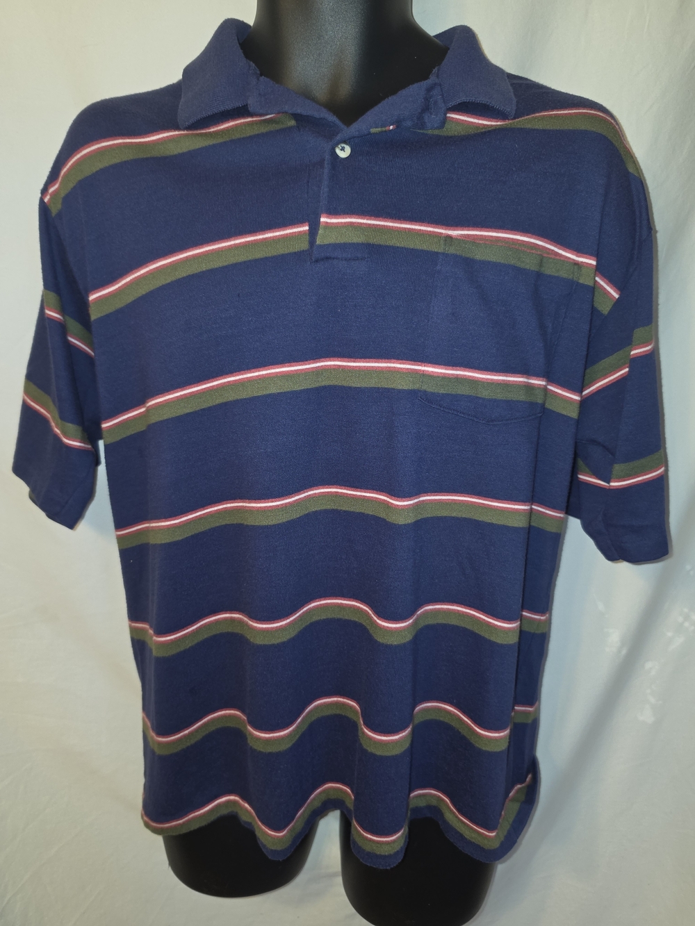 Men's Chesterfield Navy Striped Polo Shirt with Chest Pocket